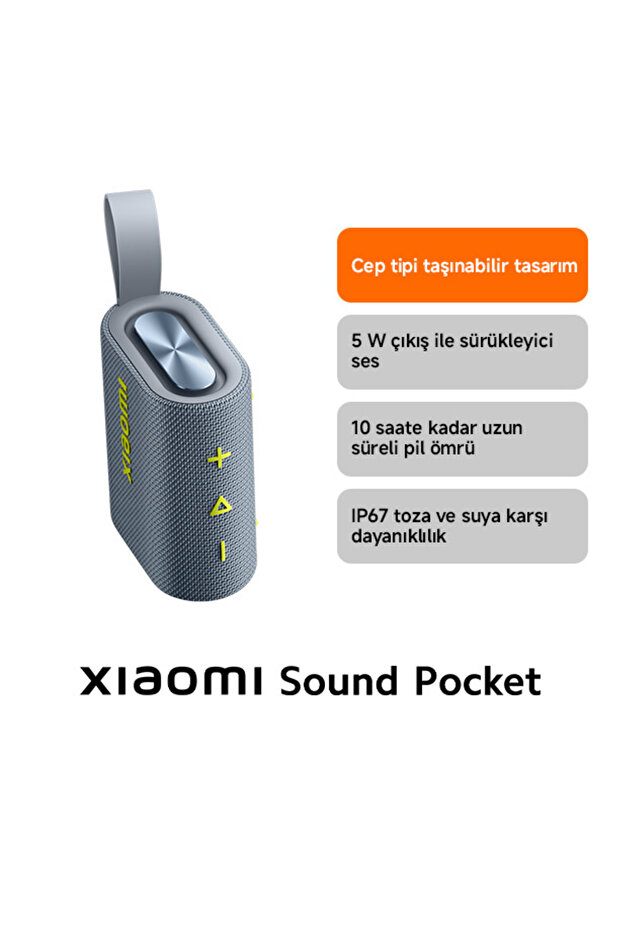 Sound Pocket S28D 5W IP67 Taşınabilir Bluetooth Hoparlör Gri (Xiaomi Türkiye Garantili) - 1