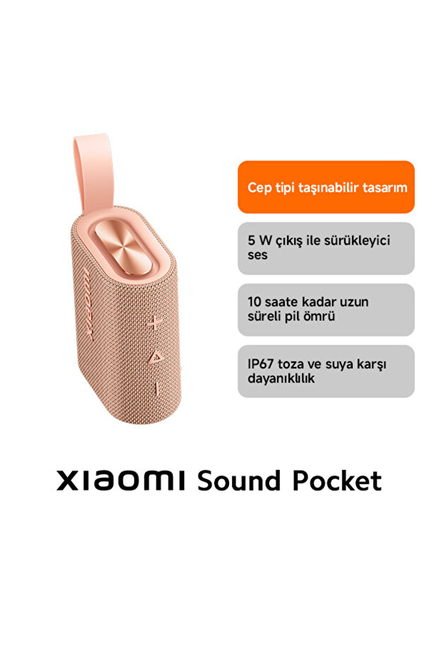 Sound Pocket S28D 5W IP67 Taşınabilir Bluetooth Hoparlör Pembe (Xiaomi Türkiye Garantili)