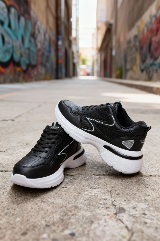 Czarno-białe damskie trampki 20834 - 4