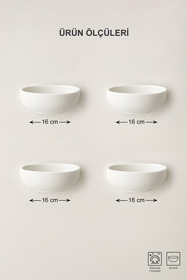 4lü Seramik Kalpli Çukur Tabak/Kase Seti 16cm TPHSS25TBK00005 - 5