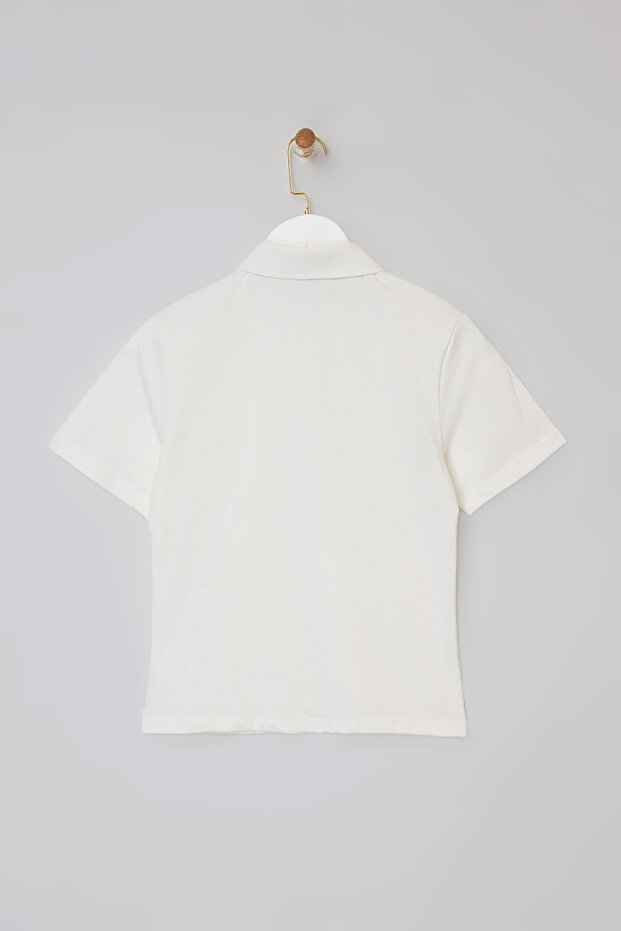 Wardrobe Essentials-Ekru Regular/Normal Kalıp Dikiş Detaylı %100 Pamuk Örme Bluz TWOSS26BZ00043 - 6