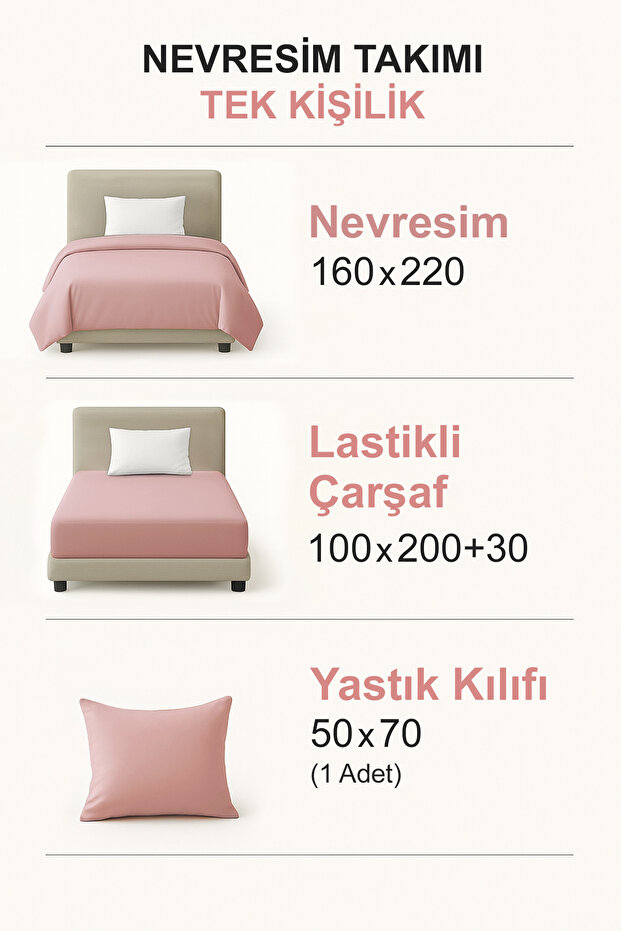 Tek Kişilik Kolay Ütülenebilir Nevresim Takımı TPHAW26TKN00004 - 3