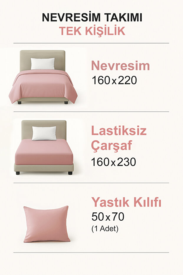 Tek Kişilik Fiyonklu Lastiksiz Çarşaflı Nevresim Takımı - 5