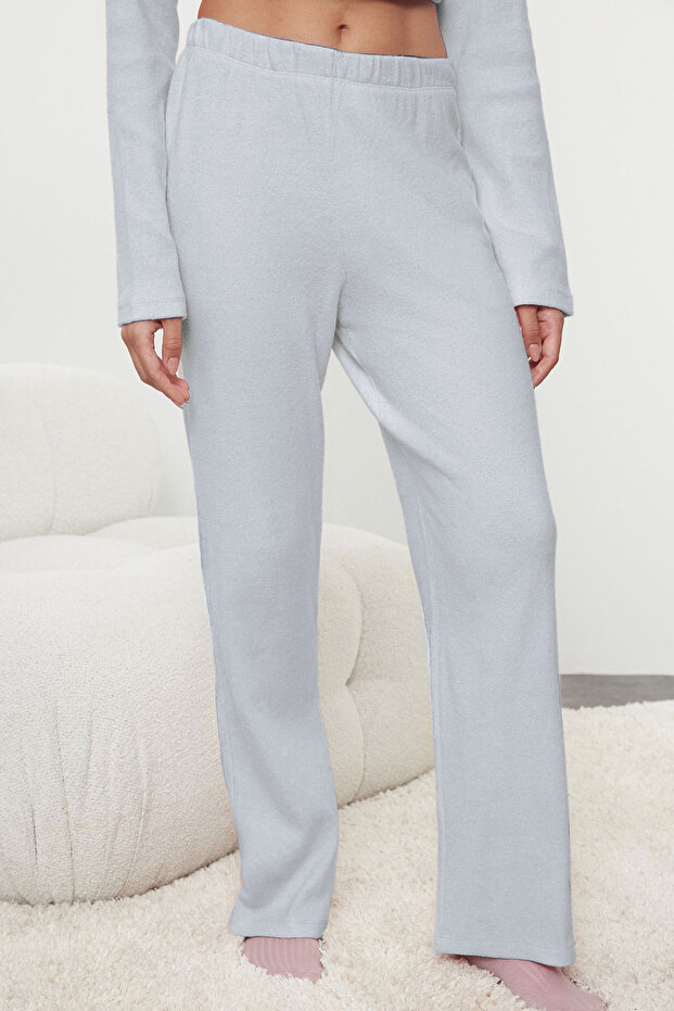 Mavi Fırçalı Soft Fitilli Hırka Örme Pijama Takımı THMAW25PT00074 - 6