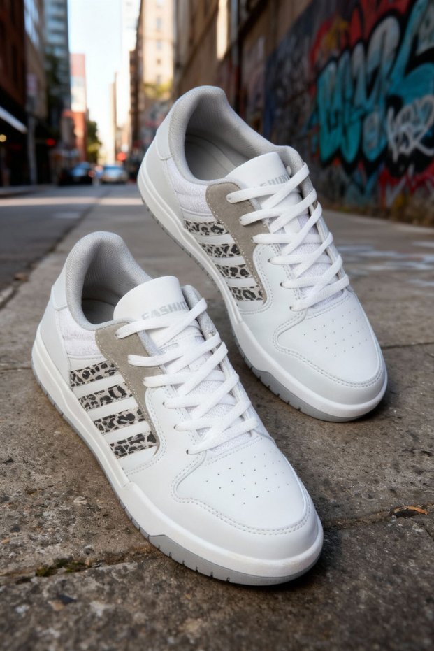 White-Black Leopard Unisex Sneaker 20835