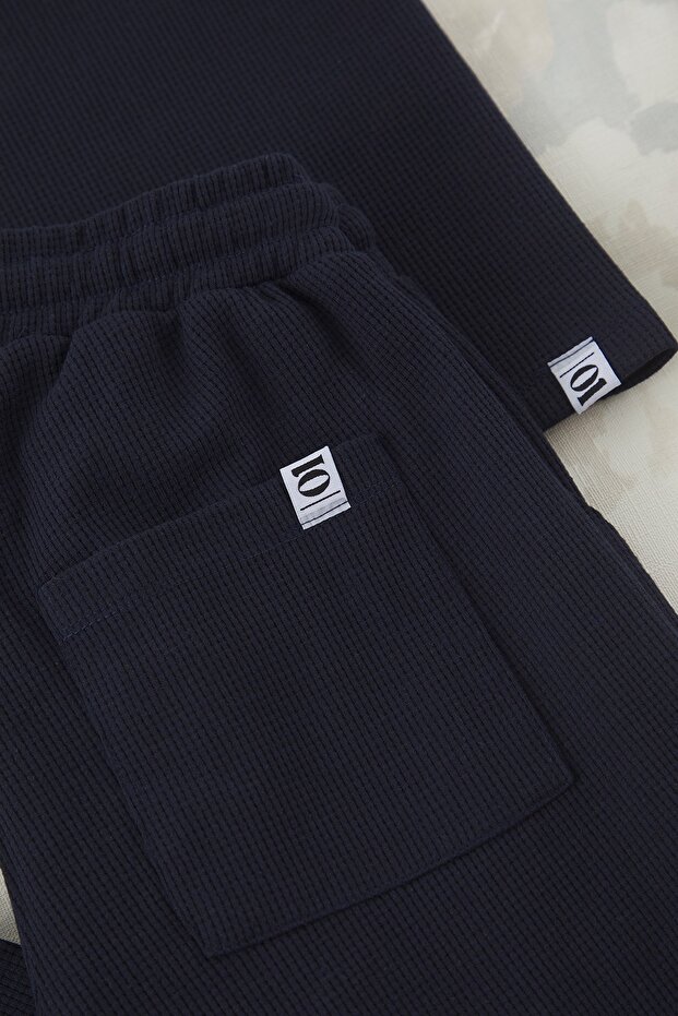 Indigo Oversize/Geniş Kesim Dokulu Eşofman Takımı TMNSS25EM00010 - 3