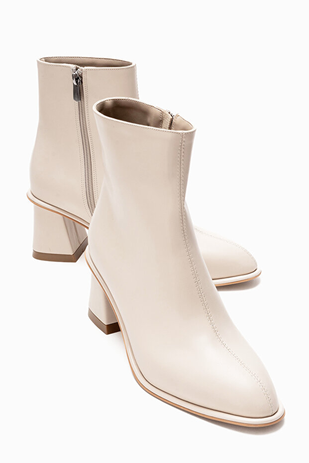 Alba Beige Skin Women's Thick Heeled Boots