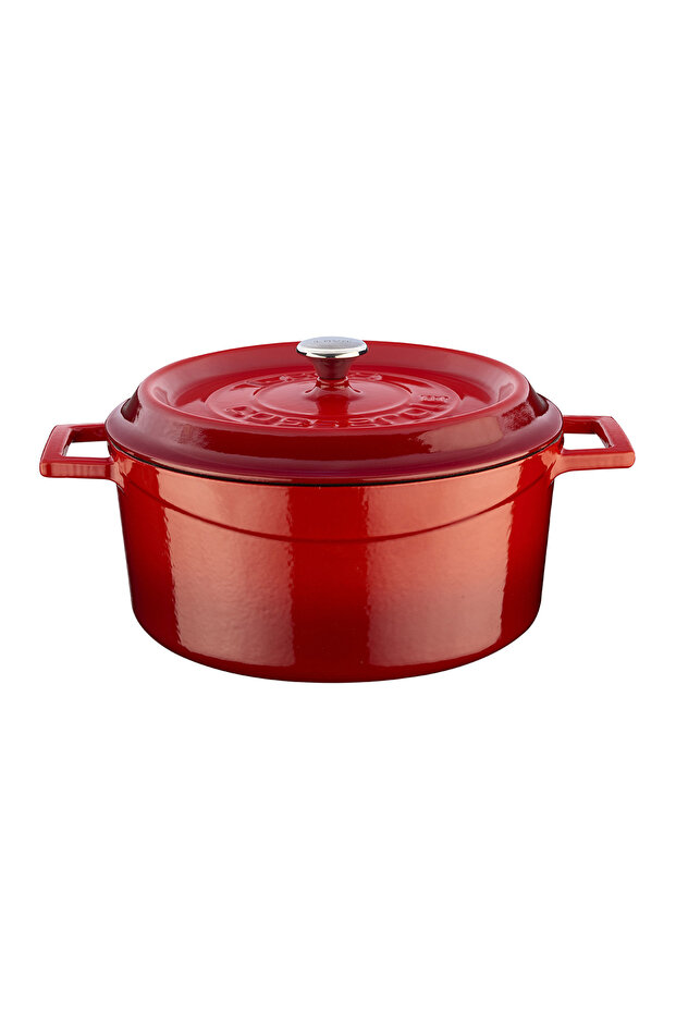 Red Trendy Round Cast Iron Pot Diameter (Ø) 24 Cm Fma03448