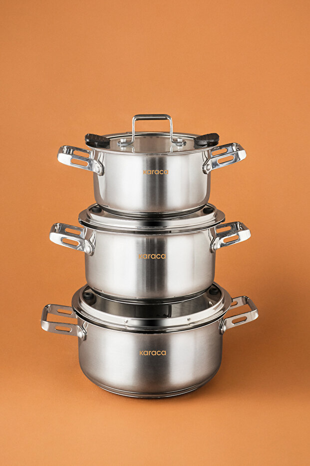 Karaca Montreal İndüksiyon Tabanlı 6 Parça Çelik Midi Set