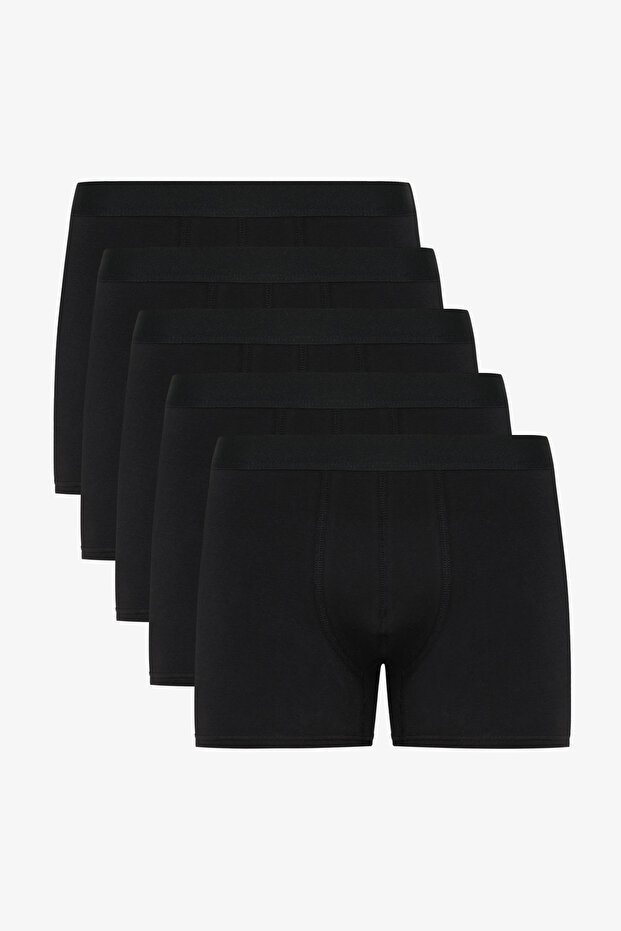 AC&Co / Altınyıldız Classics Erkek Premium Pamuklu Siyah 5'li Esnek Boxer Paketi (Damat Bohçası) Çeyiz Seti