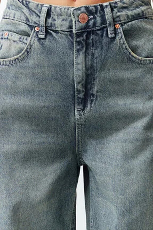 Mavi Soluk Efekt Vintage Düşük Bel Wide Leg TWOSS24JE00147 - 4