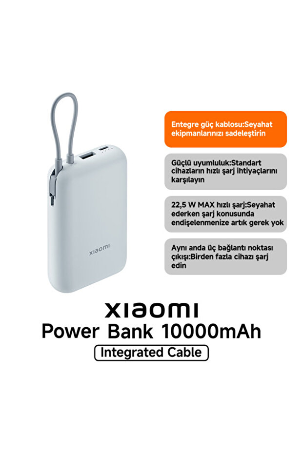 Power Bank Entegre Kablo 10000mAh 22.5W BHR9073GL - Buz Mavisi - 2