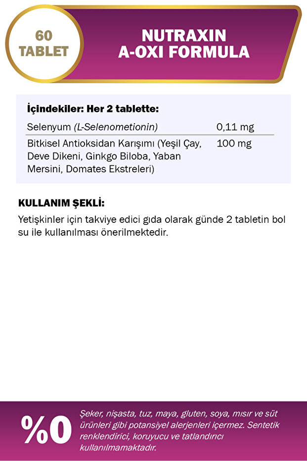 A-Oxi Formula Glutathione + Resveratrol 60 Tablet | Astaksantin, CoQ10, Çinko ve Selenyum - 3