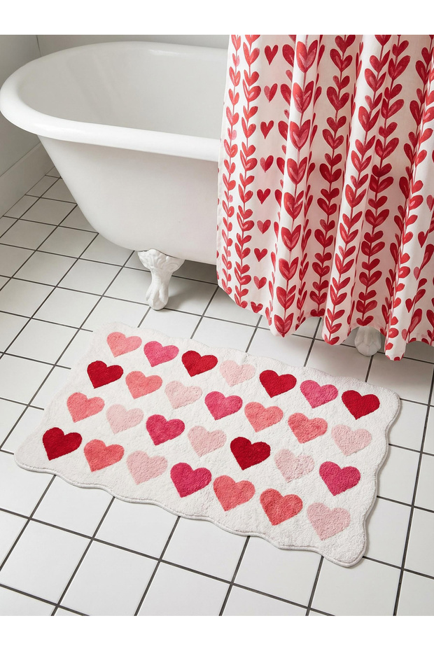 Kalp Tasarımlı Banyo Paspası - 1