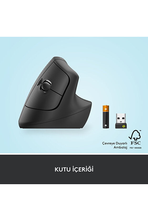Lift Sessiz Kablosuz Ergonomik Dikey Mouse, Siyah 910-006473 - 9