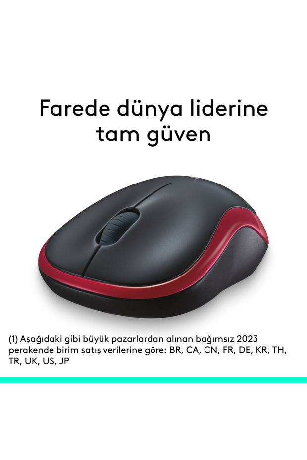 M185 USB Alıcılı Kompakt Kablosuz Mouse, Kırmızı 910-002237 - 3