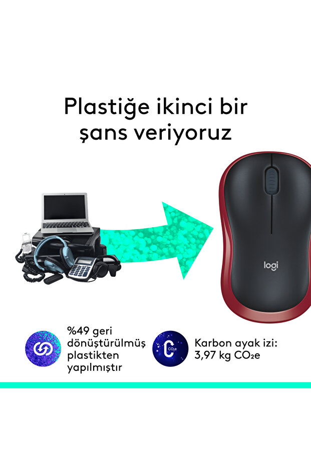M185 USB Alıcılı Kompakt Kablosuz Mouse, Kırmızı 910-002237 - 5
