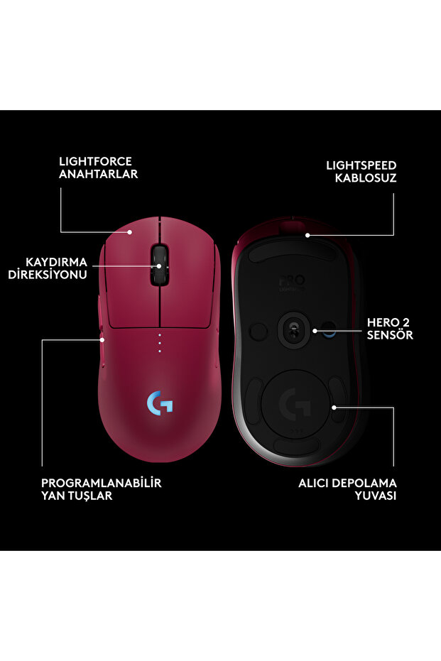 G PRO 2 LIGHTSPEED HERO 2 32K DPI Sensör PC/Mac için Kablosuz Oyuncu Mouse, Pembe 910-007310 - 7