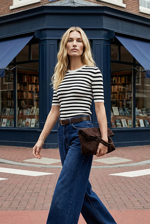 Ecru Basic Sweter w Paski TWOSS20KZ0075 - 2