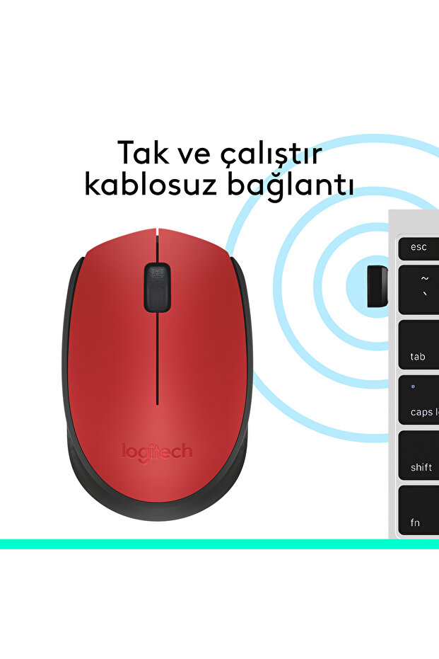 M171 USB Alıcılı Kablosuz Kompakt Mouse, Kırmızı 910-004641 - 8