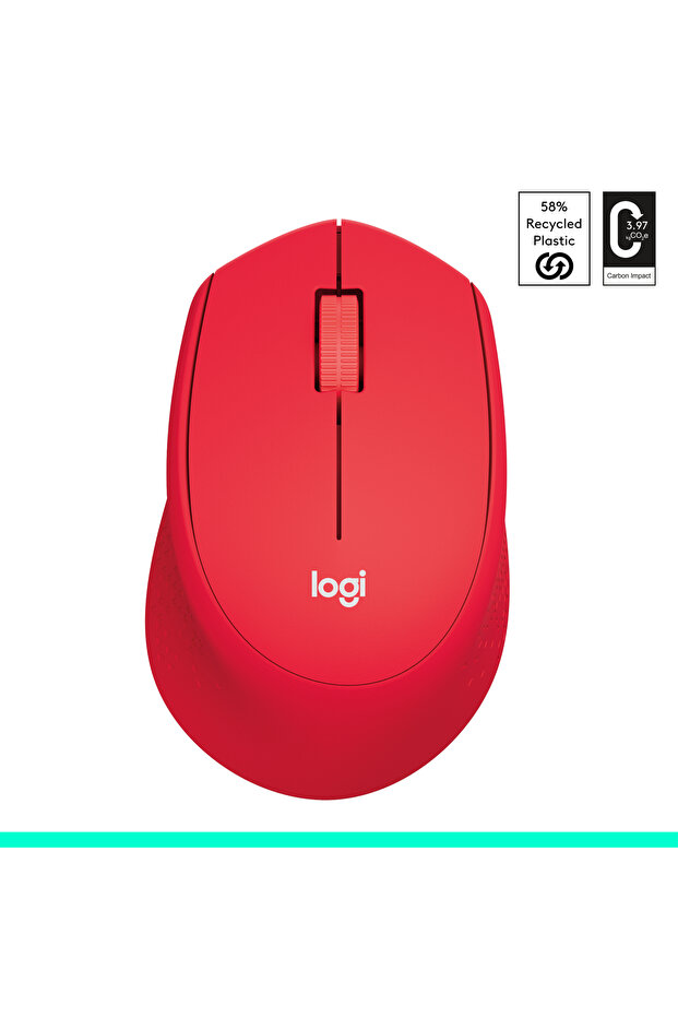 M330 Sessiz Kablosuz Optik Mouse, Kırmızı 910-004911 - 2