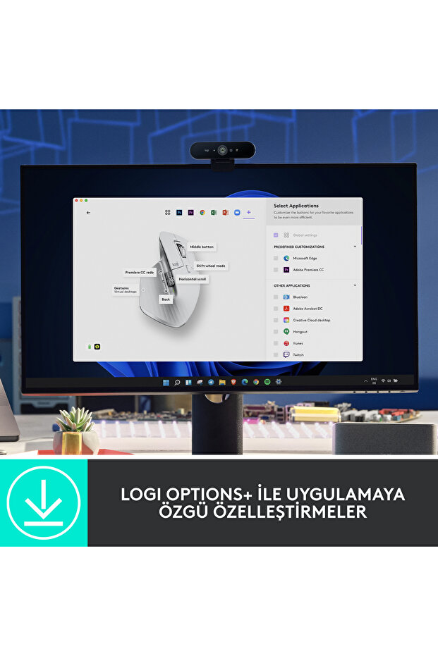 MX Master 3S Performans 8000 DPI Optik Sensörlü Sessiz Kablosuz Mouse, Beyaz 910-006560 - 8