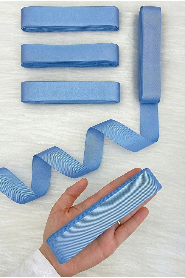 Baby Blue Grosgrain Ribbon 3 cm 10 Mt, Bohça Dowry Wedding Circumcision Birthday Gift Packaging Decoration