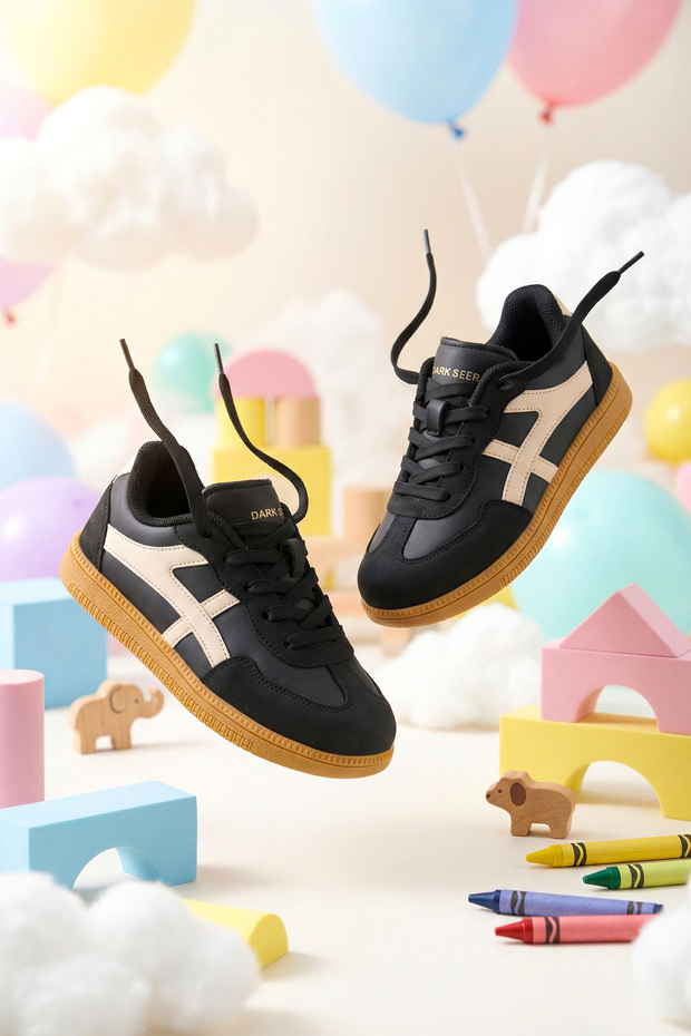 Kids Ds Ruby Black Beige Children's Sneaker Casual Sports Shoes