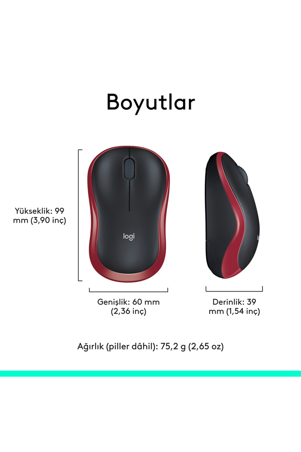 M185 USB Alıcılı Kompakt Kablosuz Mouse, Kırmızı 910-002237 - 10