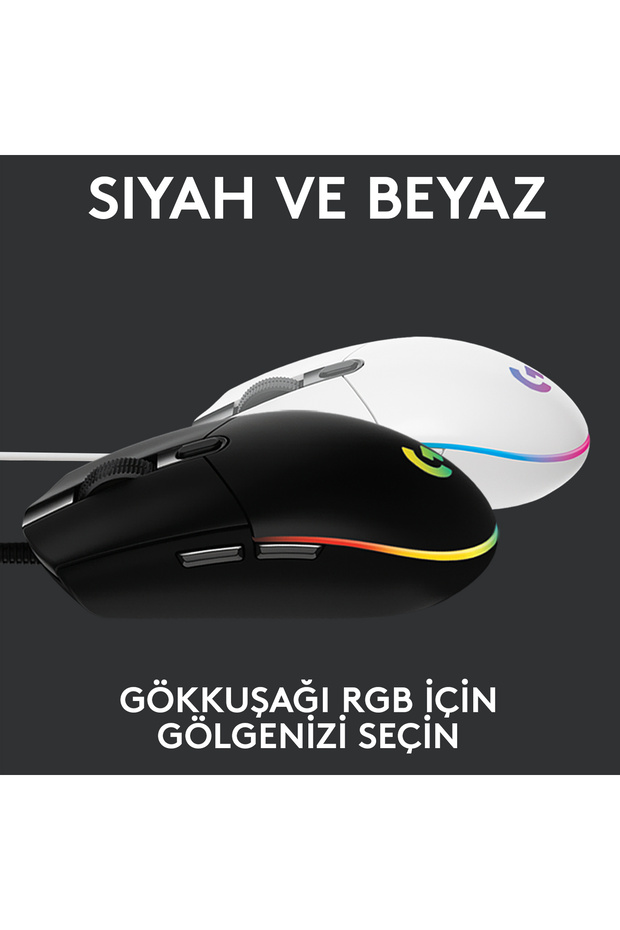 G G102 LIGHTSYNC RGB Aydınlatmalı 8000 DPI Kablolu Oyuncu Mouse, Siyah 910-005823 - 9