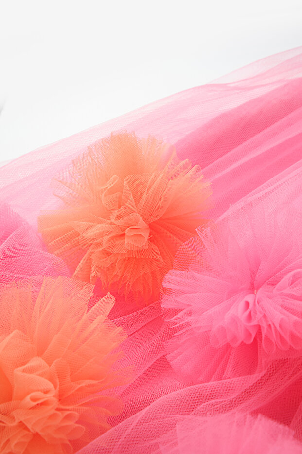 Pembe Kısa / Mini Düz Dokuma Tütü Elbise TKDSS26EL00017 - 8