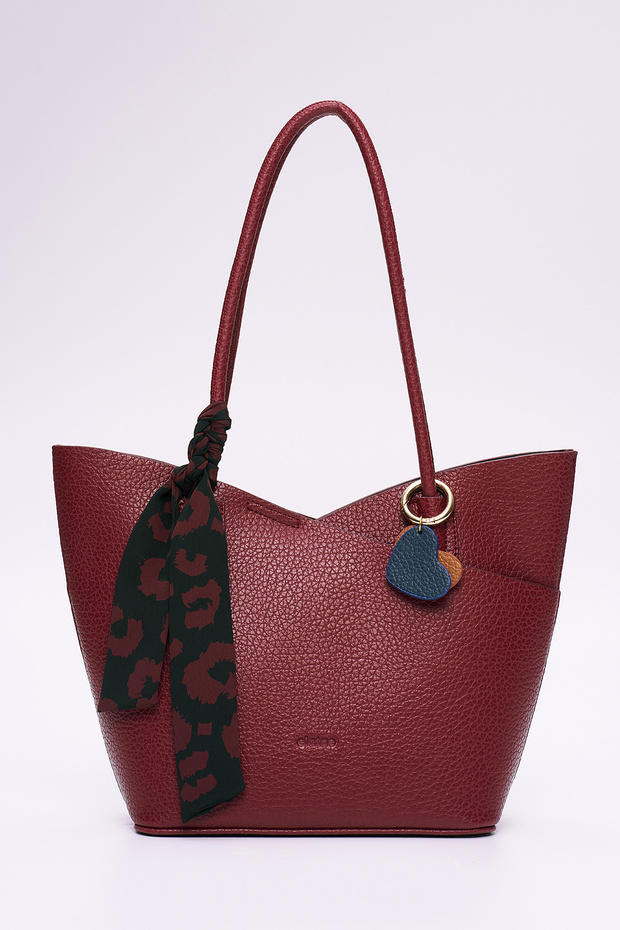 Tote Women's Shoulder Bag – with Crossbody Strap, Heart Charm, and Shawl Detail Ela2017