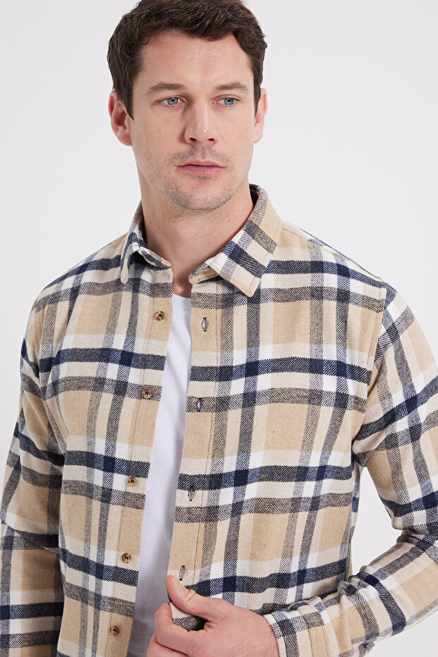 Men's Slim Fit slim fit checkered winter lumberjack shirt