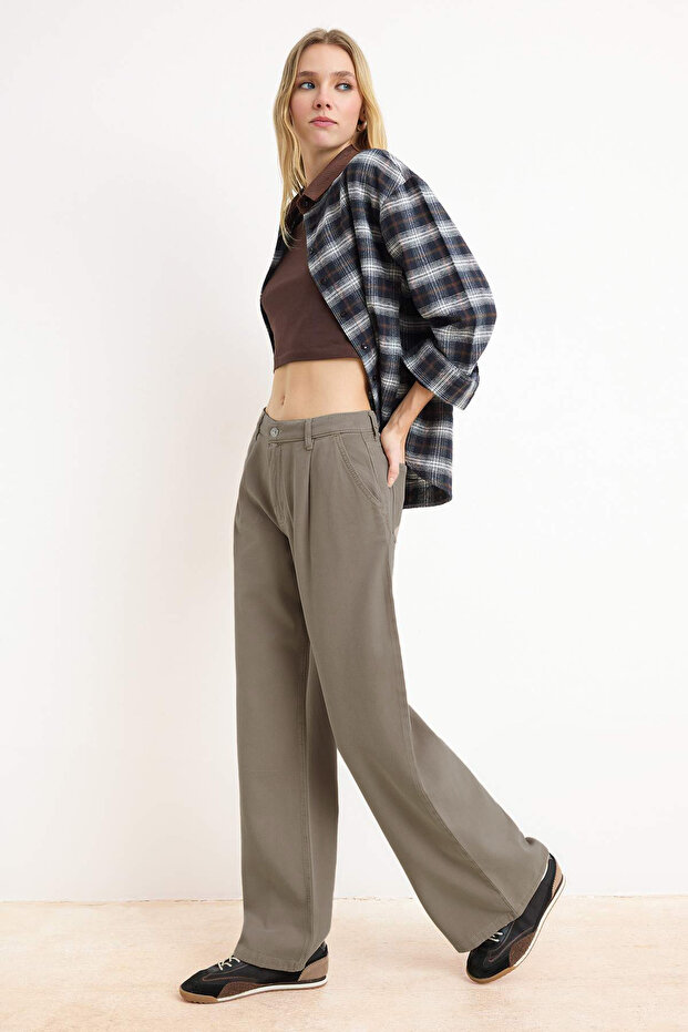 Taş DÖKÜMLÜ Tencel Karışımlı Yüksek Bel Wide Leg Jeans TWOSS26JE00171 - 3