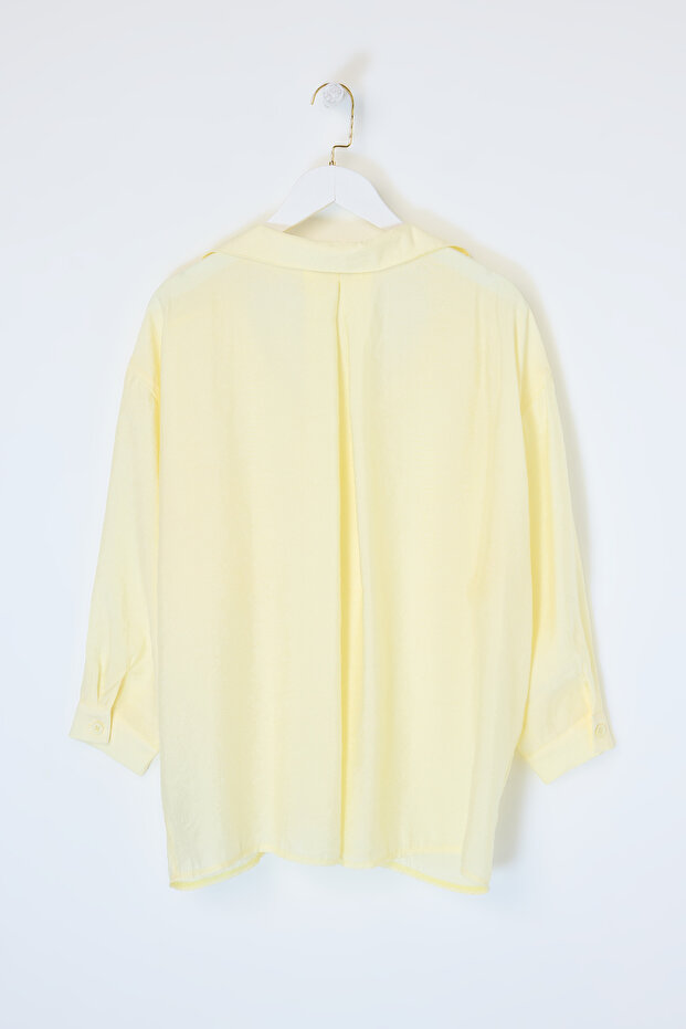 Sarı Düşük Omuzlu Oversize Modal Gömlek TDRSS26GO00018 - 2