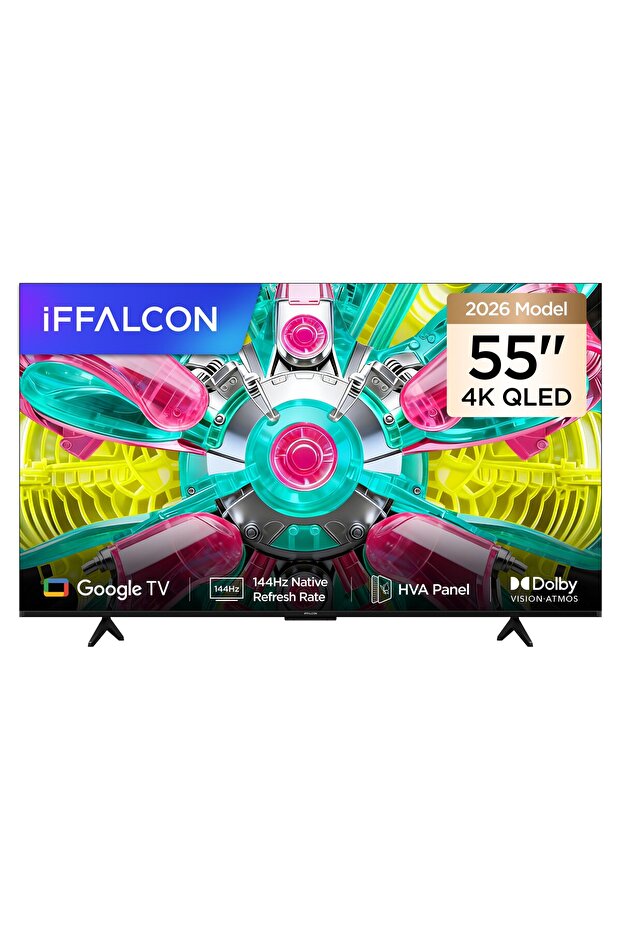iFFALCON 55U75A 55 İnç Akıllı TV 4K QLED Google TV, 144Hz Yenileme Hızı (2026 Model)