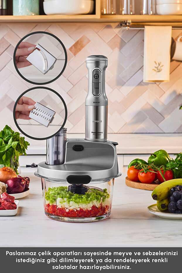 Mastermaid Prosteel Cam Mutfak Robotu Uzun Blender Ayaklı 6 Bıçaklı 2500 W Galaxy Grey - 8