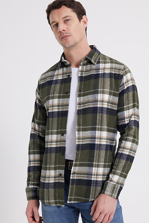 Men's Slim Fit slim fit checkered winter lumberjack shirt