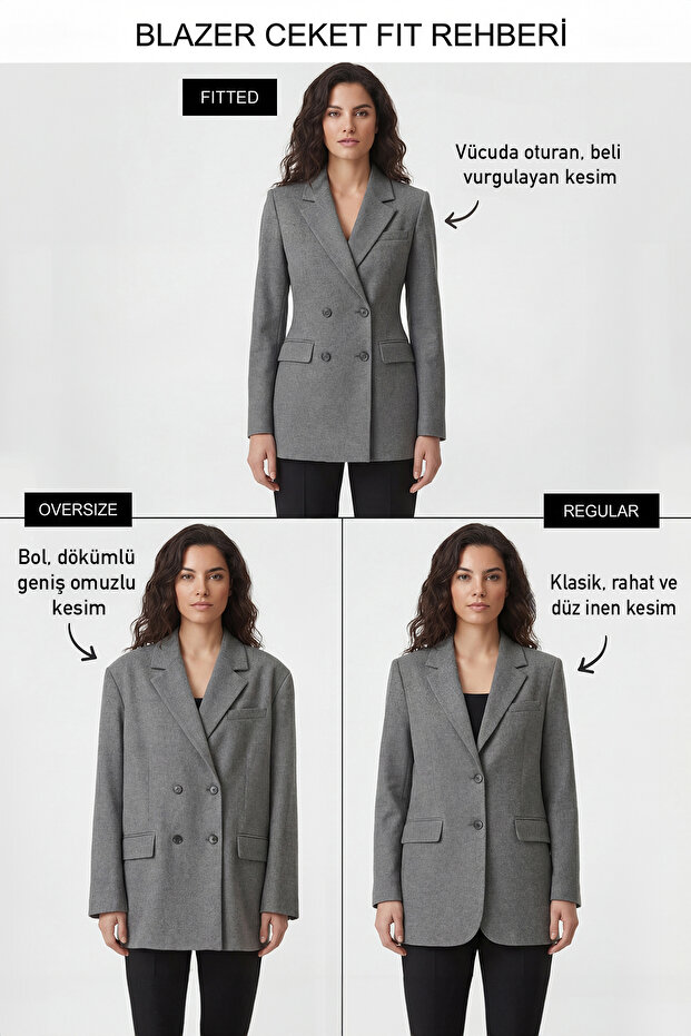 Beyaz Fitted/Vücuda Oturan Aksesuar Düğmeli Yaka Detaylı Astarlı Vatkalı Blazer Ceket TWOSS26BC00028 - 2
