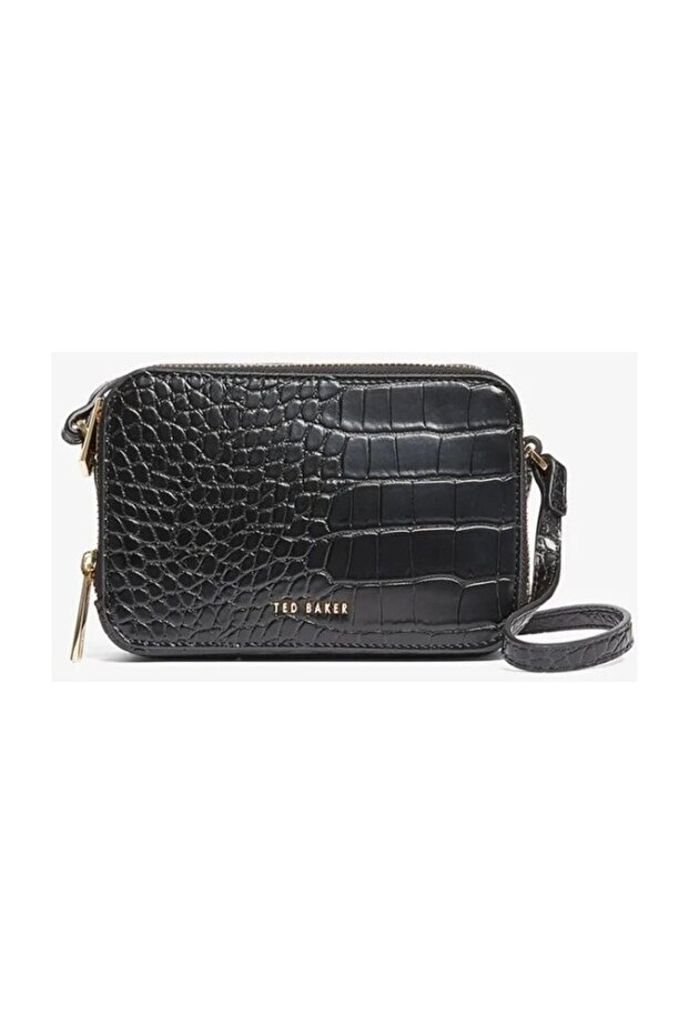 Double Zip Croc Effect Mini Camera Bag - 1