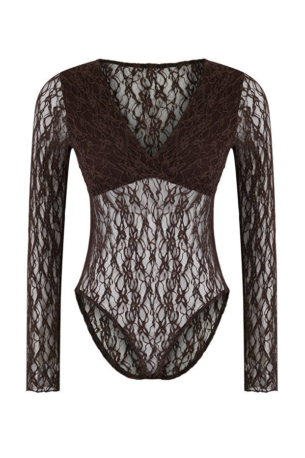 Kahverengi Dantelli Body Suit TDRSS26BZ00022 - 5