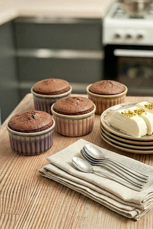 4'lü Porselen Kase&Sufle Kabı Takımı 10cm TPHSS26KSE00001 - 1