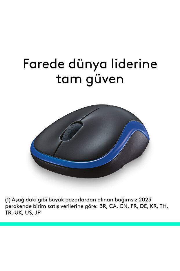 M185 USB Alıcılı Kompakt Kablosuz Mouse, Mavi 910-002236 - 3
