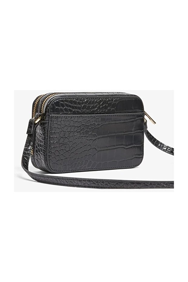 Double Zip Croc Effect Mini Camera Bag - 3