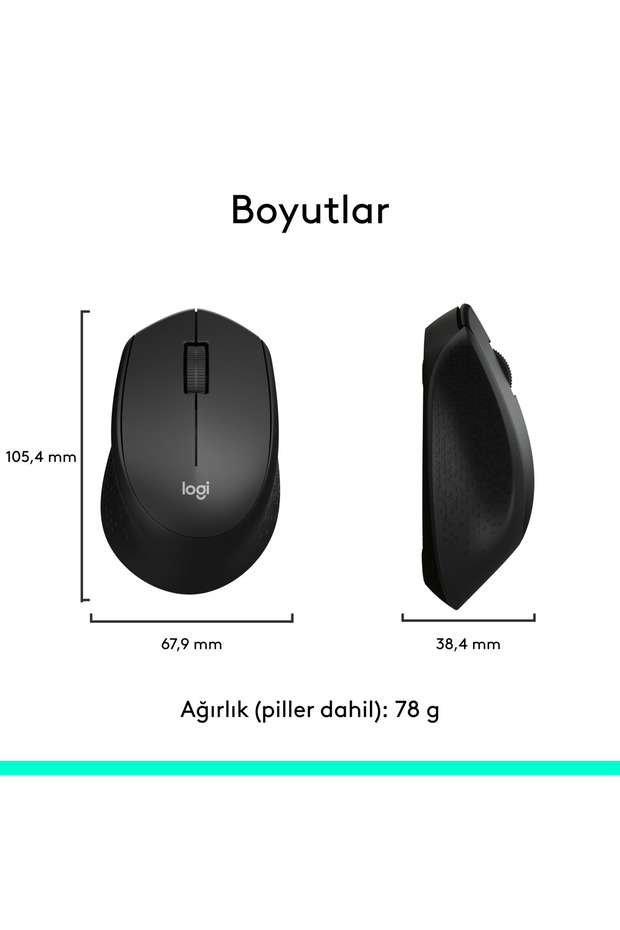 M280 Konforlu Kablosuz Optik Mouse, Siyah 910-004287 - 9