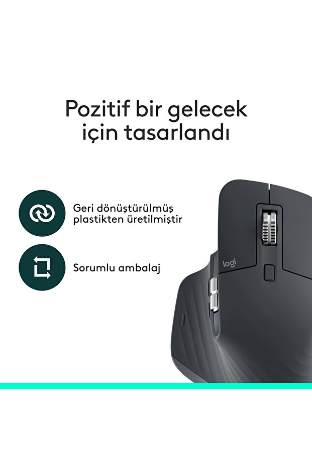 MX Master 3S Bluetooth Edition Performans 8000 DPI Optik Sessiz Kablosuz Mouse, Siyah 910-007501 - 5