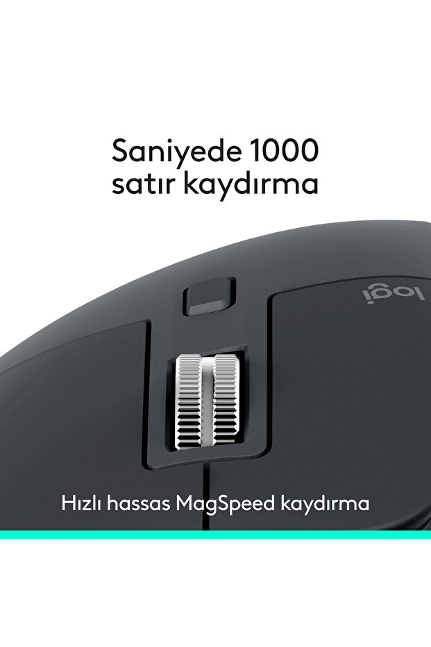 MX Master 3S Bluetooth Edition Performans 8000 DPI Optik Sessiz Kablosuz Mouse, Siyah 910-007501 - 3