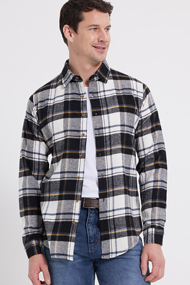 Men's Slim Fit slim fit checkered winter lumberjack shirt