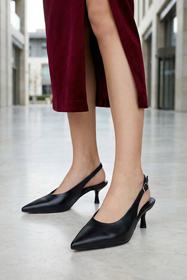 Black Women's Classic Heeled Shoes 21344