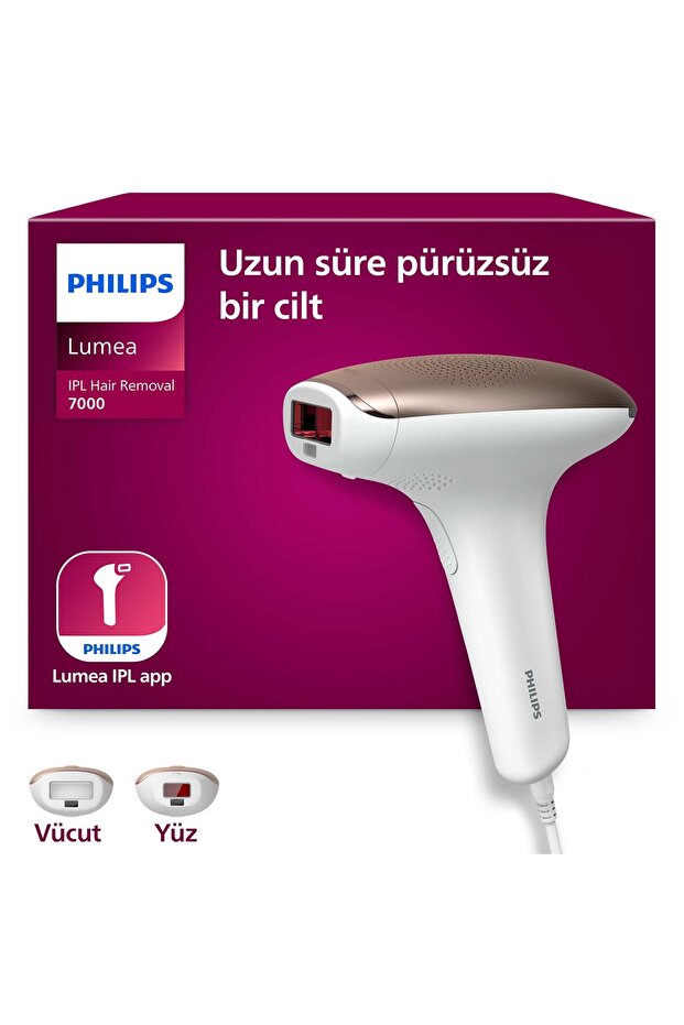 Lumea 7000 Serisi SC1997/00 IPL Tüy Alma,Vücut ve Yüz için 2 Başlık,Çanta